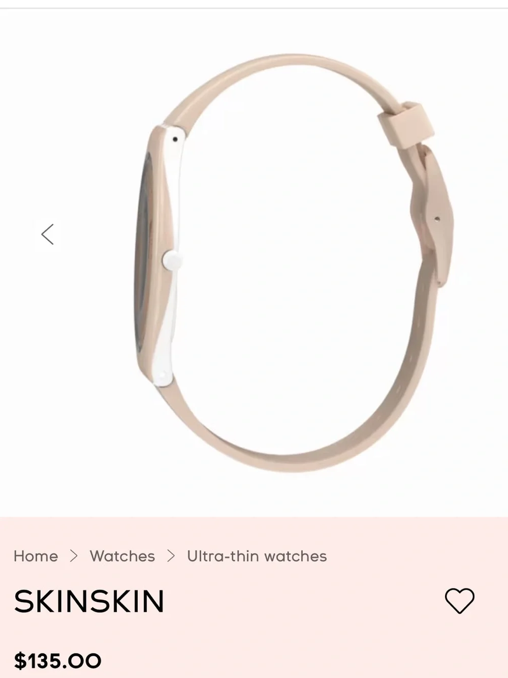 Swatch SKINSKIN watch (model SVUT100) ultra-thin pale pink strap w/gold accents